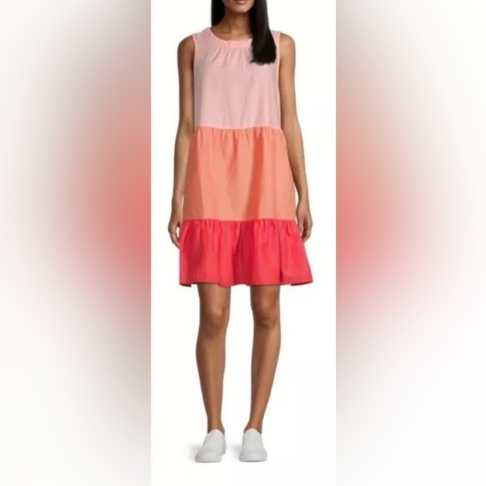 St. John’s Bay Colorblock Sleeveless A-Line Linen Dress.  Sz 1X